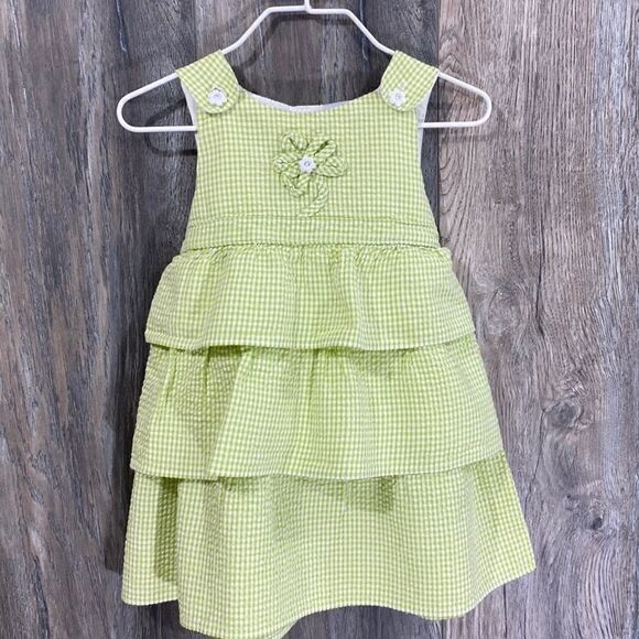 okie dokie Other - Lime Seersucker Layered Hem Dress • 18M